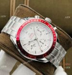 Swiss Made Omega Speedmaster 7750 Watch Red Bezel Stainless Steel